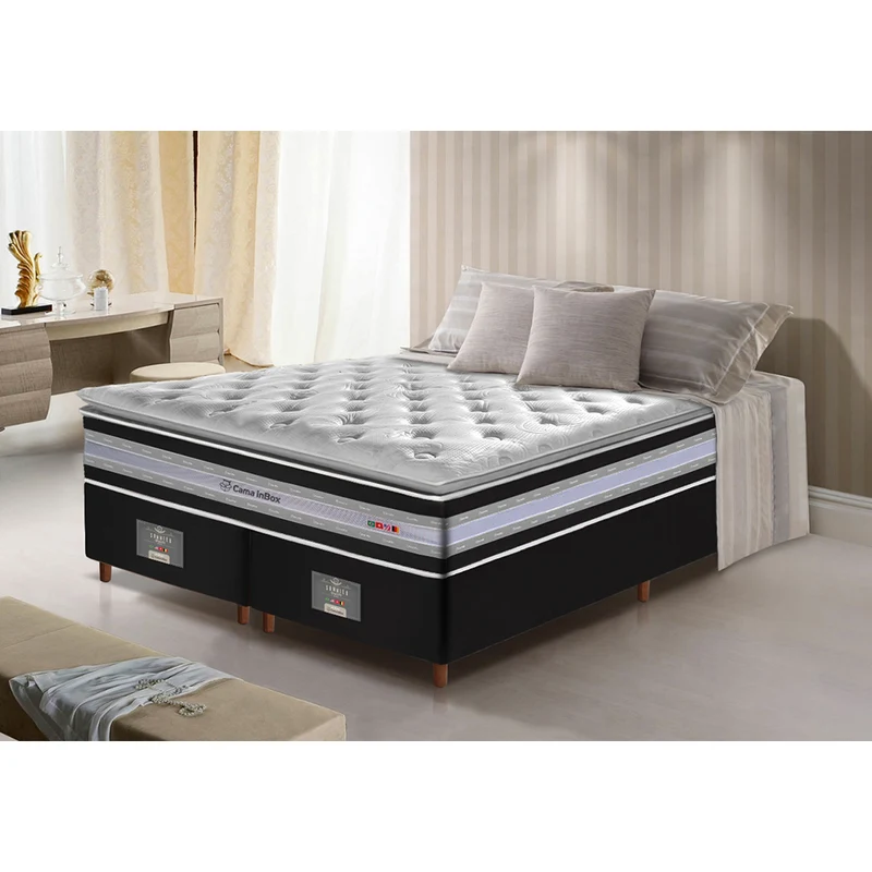 Cama Box Colchão Select + Box de Molas Ensacadas D33 com Pillow TOP Cama inBox Preto / Queen