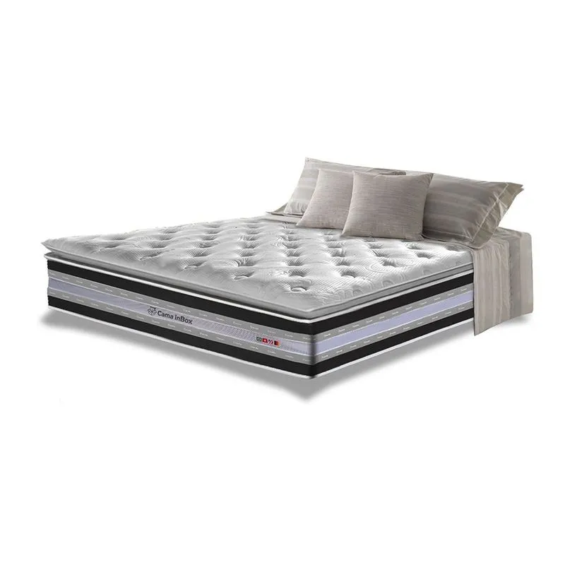 Colchão King de Molas Ensacadas D33 com Pillow top Cama inBox Select 193x203x32 Preto