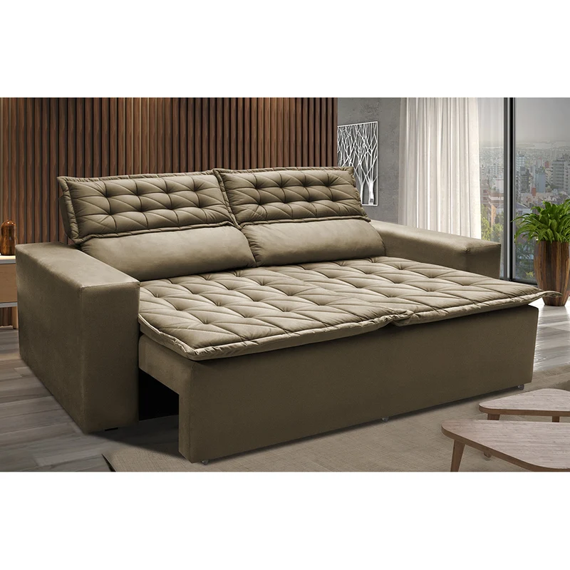 Sofá Retrátil e Reclinável Cama inBox Slim Velusoft Castor / 1,80m