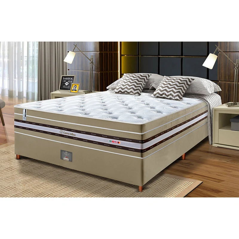 Conjunto Cama Box de Molas Ensacadas Cama inBox Select Euro Soft Café / Solteiro