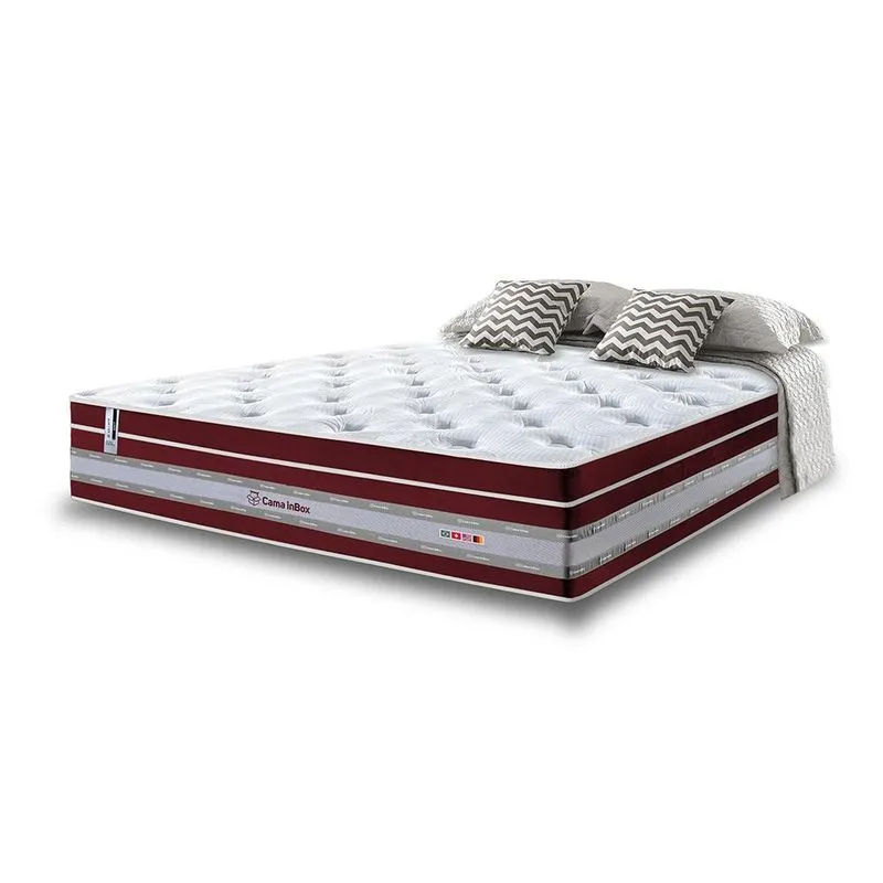Colchão Queen de Molas Ensacadas Cama inBox Select Euro Soft 158x198x32 Vinho