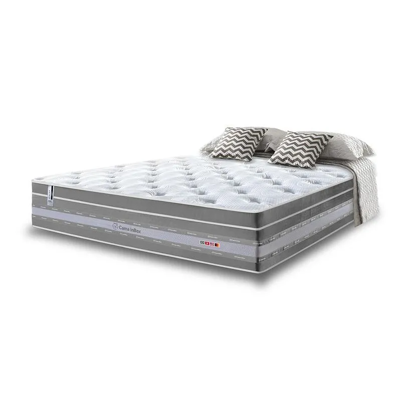 Colchão King de Molas Ensacadas Cama inBox Select Euro Soft 193x203x32 Cinza
