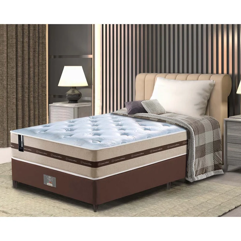 Conjunto Cama Box (Colchão + Box) de Molas Ensacadas Cama inBox Smart Bege / Solteiro