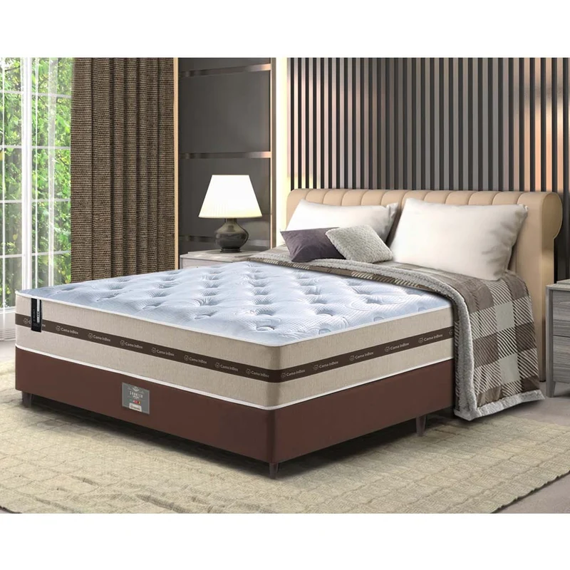 Conjunto Cama Box (Colchão + Box) de Molas Ensacadas Cama inBox Smart Bege / Casal