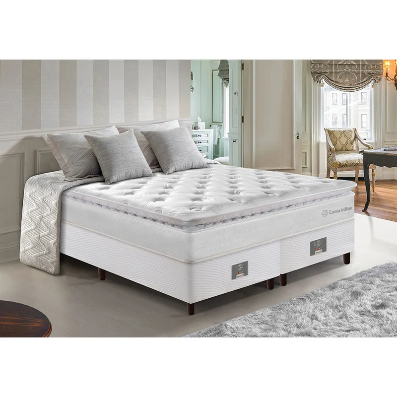 Cama Box Colchão + Box Molas Ensacadas Cama inBox Confort Snow Branco / Solteiro
