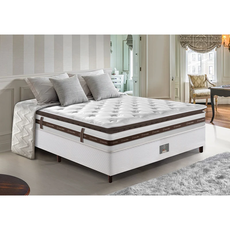 Cama Box Colchão + Box Relax Pillow de Molas Ensacadas Cama inBox Branco / Casal