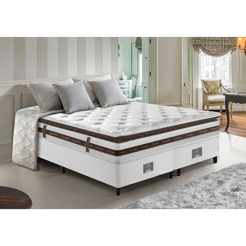 Cama Box Colchão + Box Relax Pillow de Molas Ensacadas Cama inBox Branco / King