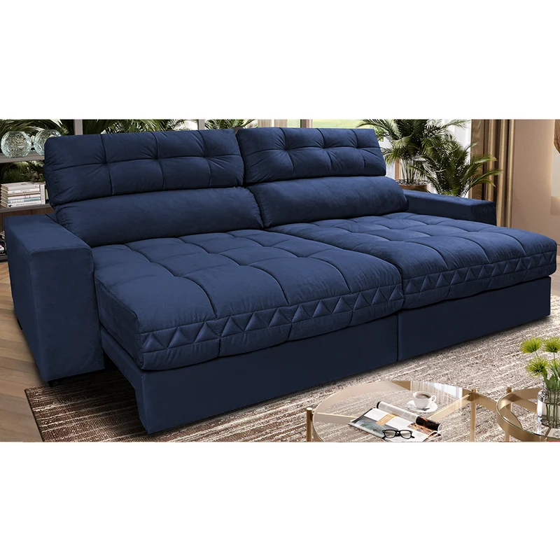 Sofá Retrátil e Reclinável Molas Ensacadas Cama inBox Brasil Velusoft Vinho / 2,72m