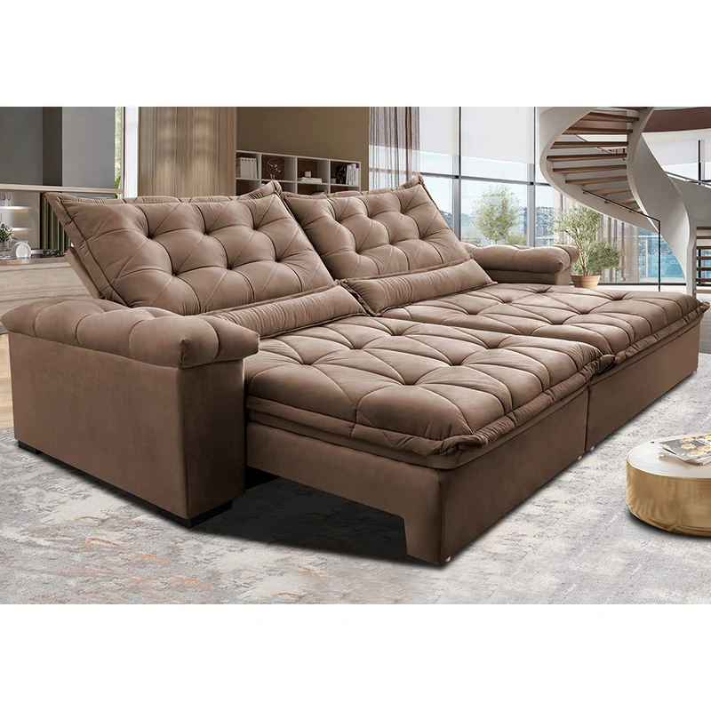 Sofá Retrátil e Reclinável Big Fresh com SoftGel D40 Velupluma Cama inBox Castor / 2,15m