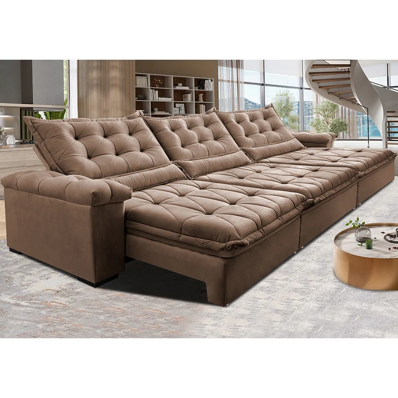 Sofá Retrátil e Reclinável Big Fresh com SoftGel D40 Velupluma Cama inBox Castor / 4,15m