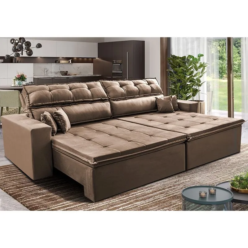 Sofá Retrátil e Reclinável 1,82m Luxos Cama inBox Velusoft Cinza