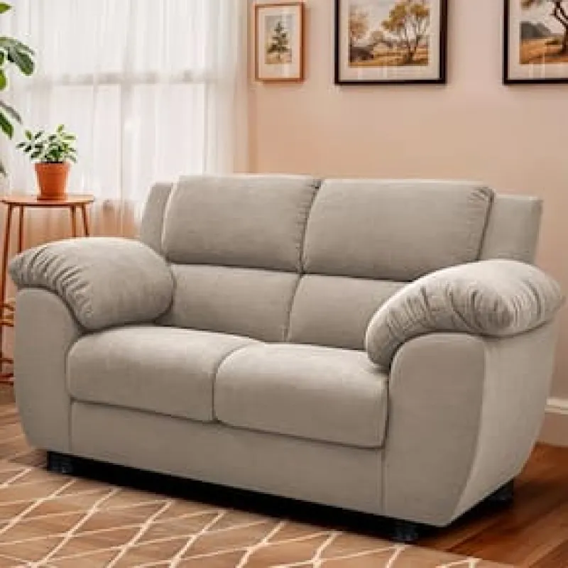 Sofá 2 Lugares Cama inBox Paris com 152cm de Largura e Revestido em Bouclé Bege