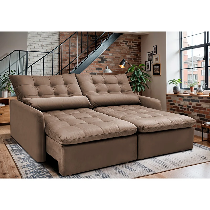 Sofá Sem Caixa Retrátil SoftGel Celeste Velusoft Cama inBox Castor / 1,80m