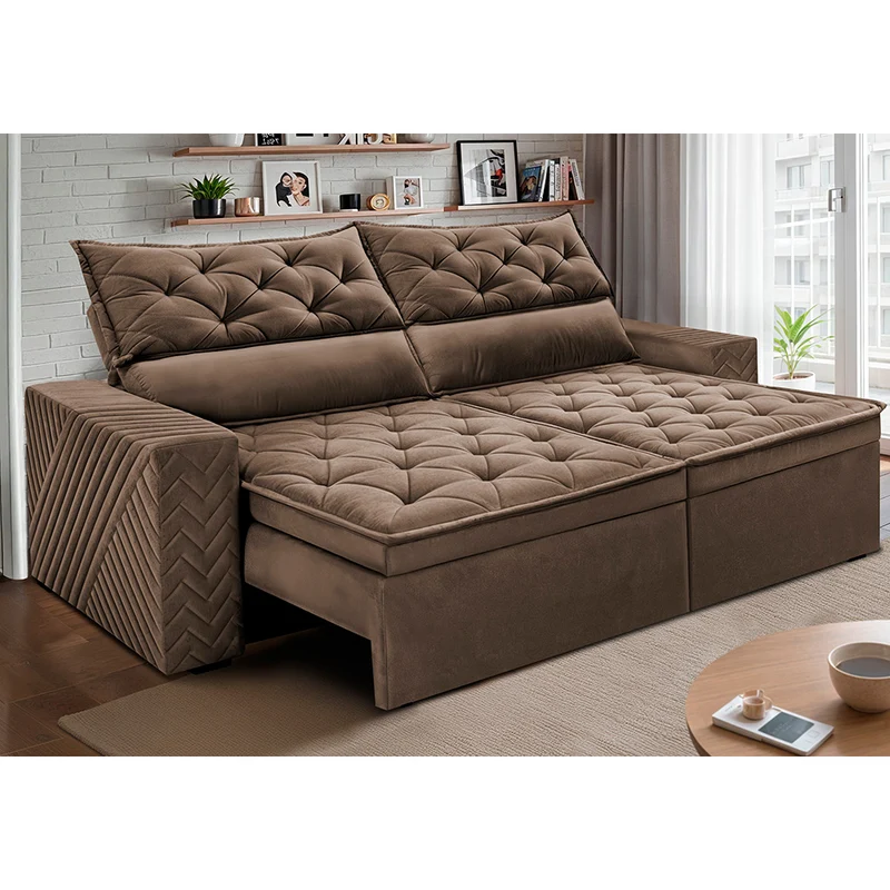 Sofá Retrátil e Reclinável Essence Velusoft Cama inBox Castor / 2,30m