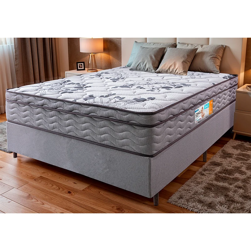Cama Box Colchão OrtoFirm + Box Desmontável One Face Espuma D45 Cinza / King