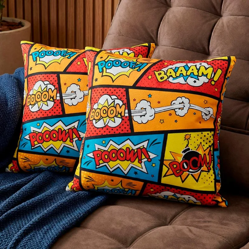 Almofadas Kit Plumie De 45x45cm 2 Uni Estampadas Boom Cama Inbox