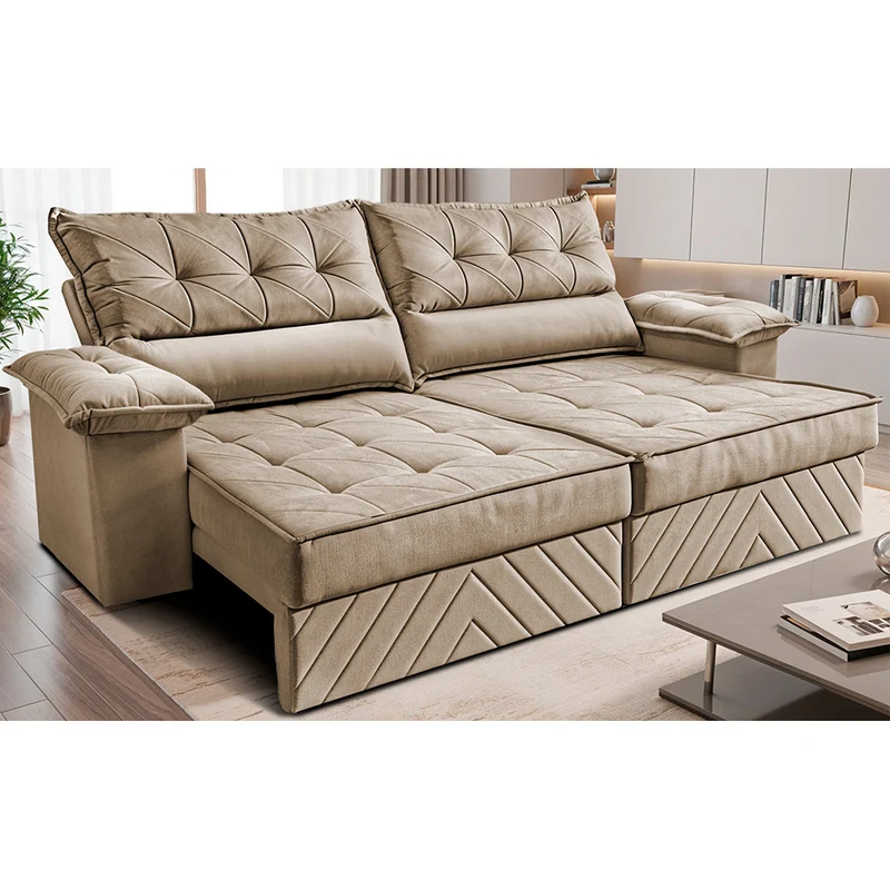 Sofá Retrátil e Reclinável Thunder com Molas e Espuma D33 Cama inBox Vermelho / 4,20m