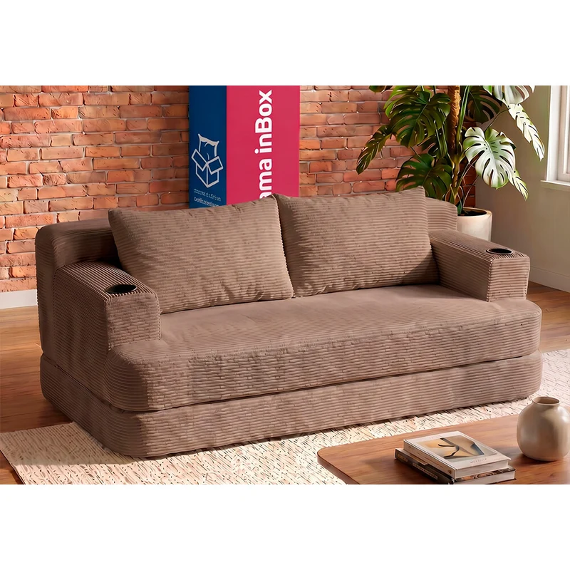 Sofá Cama Nami Xpand Tech a Vácuo Marrom / 1,50m