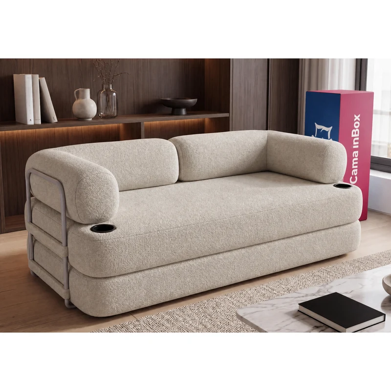 Sofá Cama Orbe Xpand Tech Cama inBox Bege Claro / 1,90m