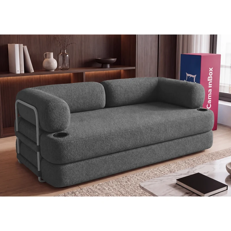 Sofá Cama Orbe Xpand Tech Cama inBox Cinza Escuro / 1,90m