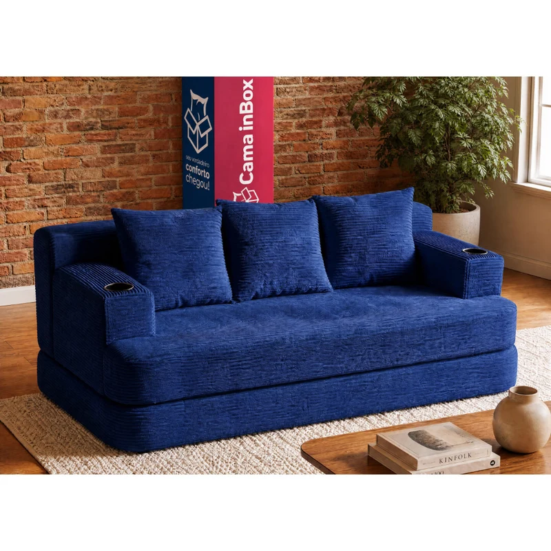 Sofá Cama Nami Xpand Tech a Vácuo Azul / 1,88m