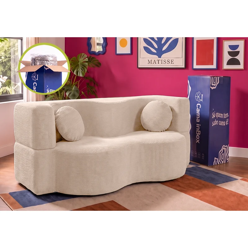 Sofá Cama Bolge Xpand Tech A Vácuo Velourê Cama inBox Cinza Claro / 1,88m