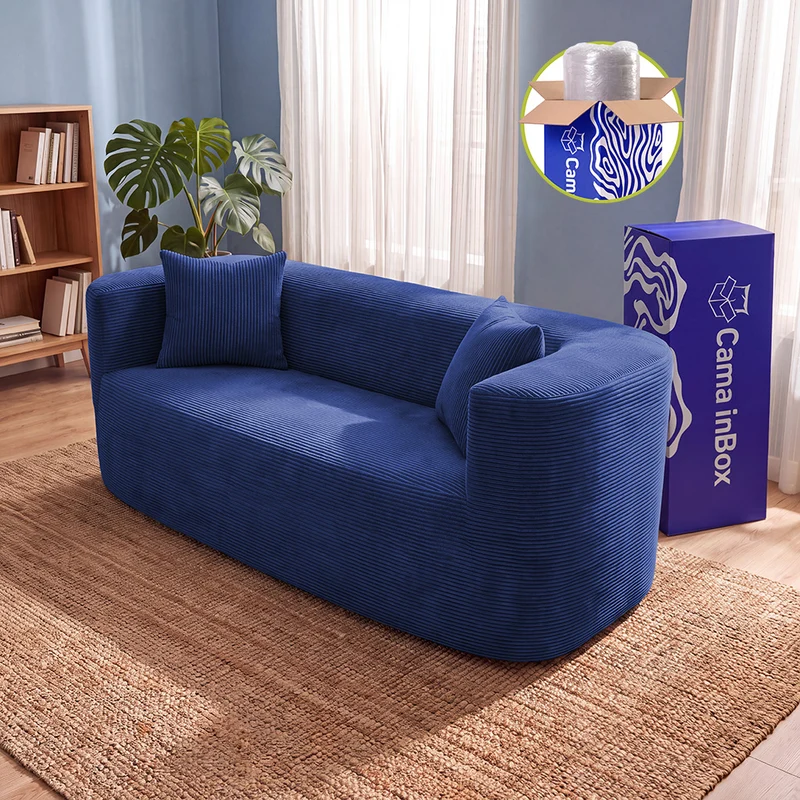 Sofá Solace Xpand Tech a Vácuo Velourê Cama inBox Azul / 1,88m