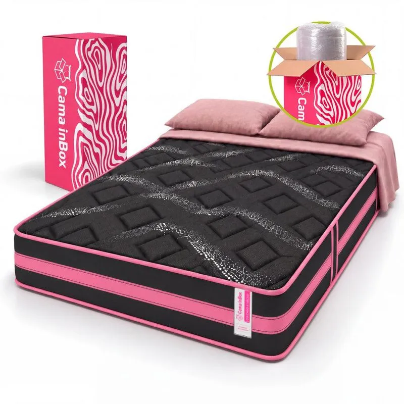 Colchão Queen Molas Ensacadas A Vácuo 158x198cm Pink Cama Inbox