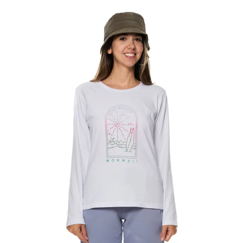 Camiseta baby look manga longa feminina outdoor edition stay mormaii Branco P