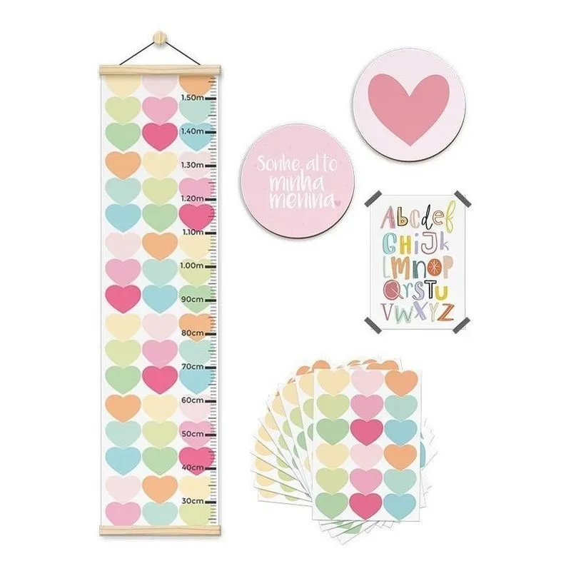 Kit Decorativo Corações Coloridos - Printme