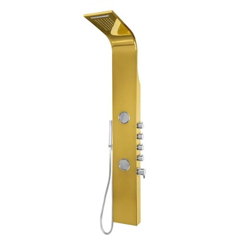 Ducha Vertical Com Hidro E Cascata Inox Dourada