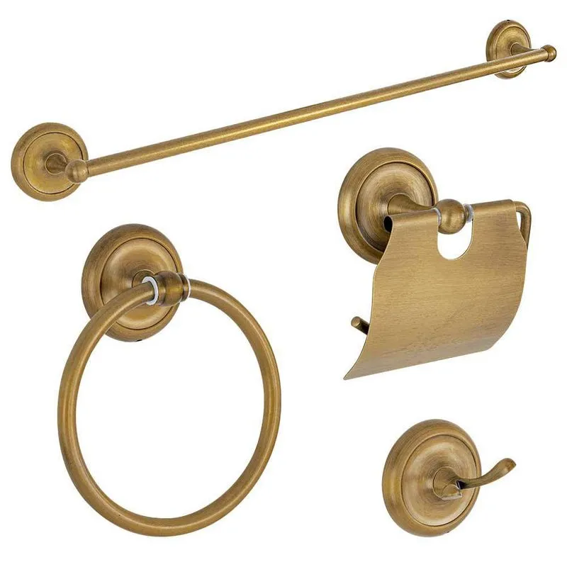 Kit De Acessórios Retrô Para Banheiro - Goya Dourado