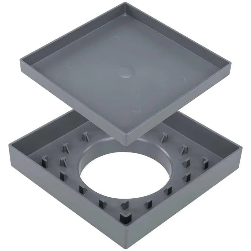 Kit 02 - Ralo Quadrado Para Embutir No Porcelanato (Cinza)