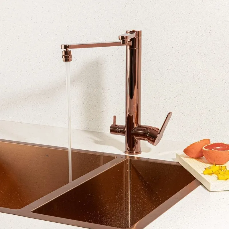 Torneira Monocomando Giratória De Filtro Bela Metais Rose Gold