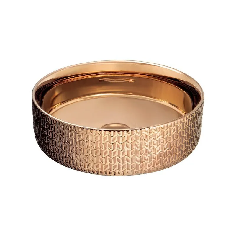 Cuba De Louça Apoio Redonda 36 Cm (Porto Rosé Gold Metálica)