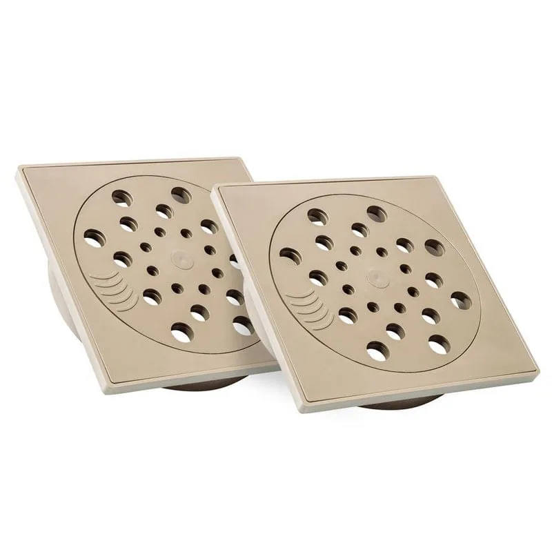 Kit 02 - Ralo Com Fecho + Porta Grelha 15X15 Cm (Bege)
