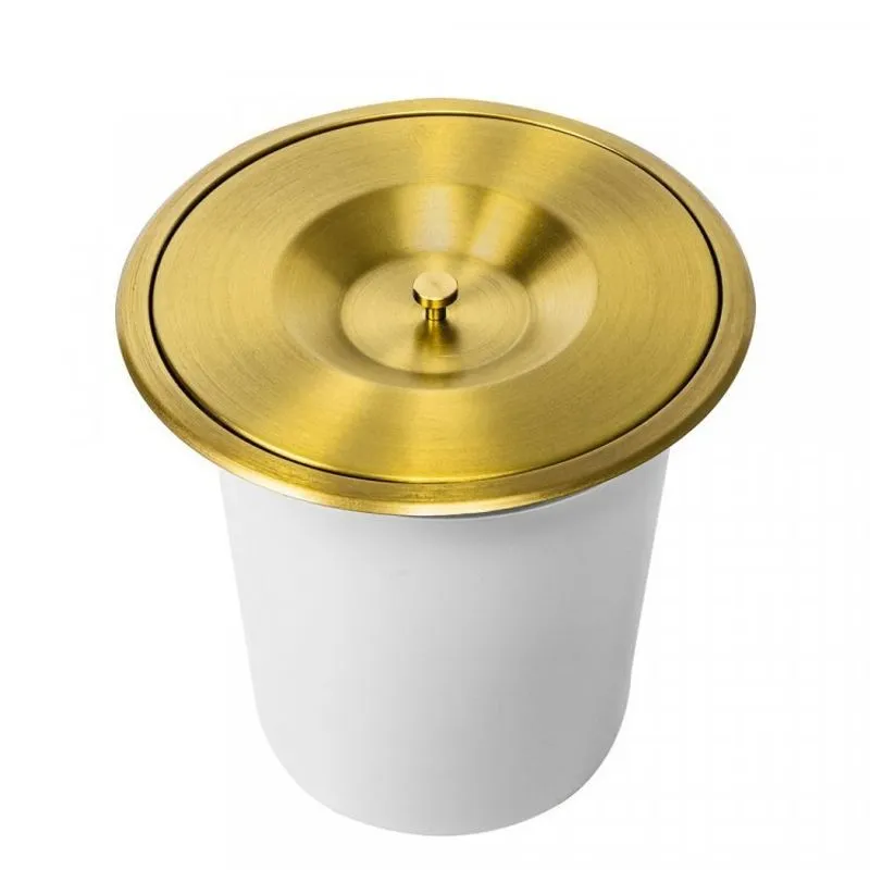 Lixeira de Cozinha Embutida Inox Redonda 7 Litros Bela Metais Dourado
