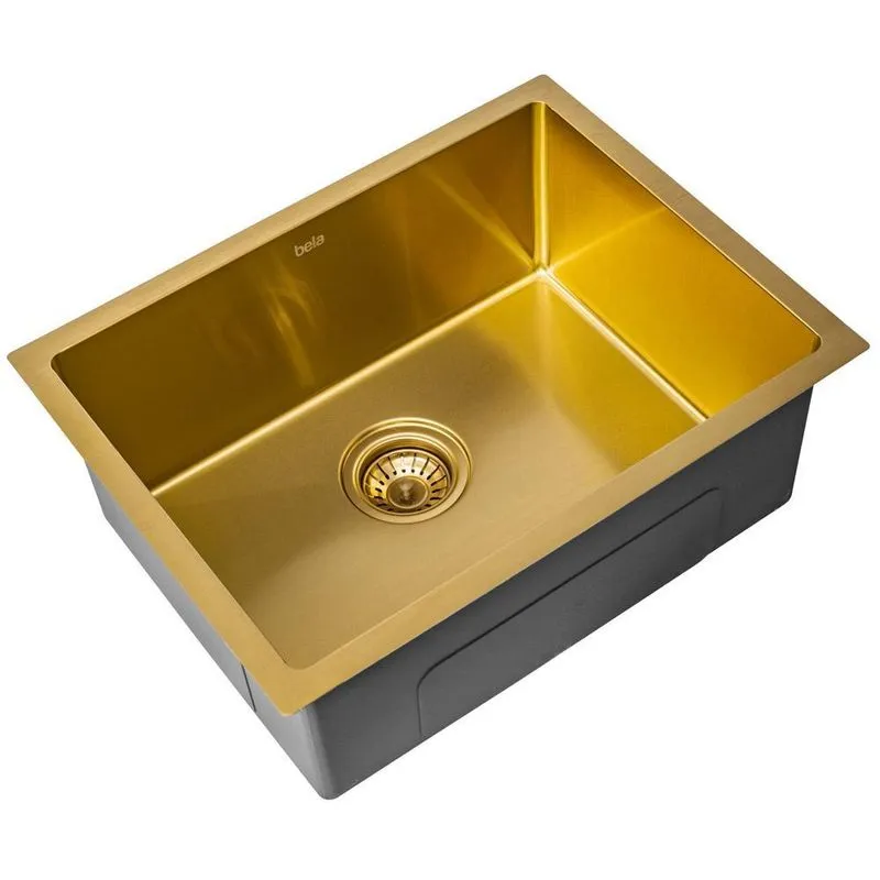Cuba De Cozinha Inox Retangular 54x41 Cm Kyoto Dourada