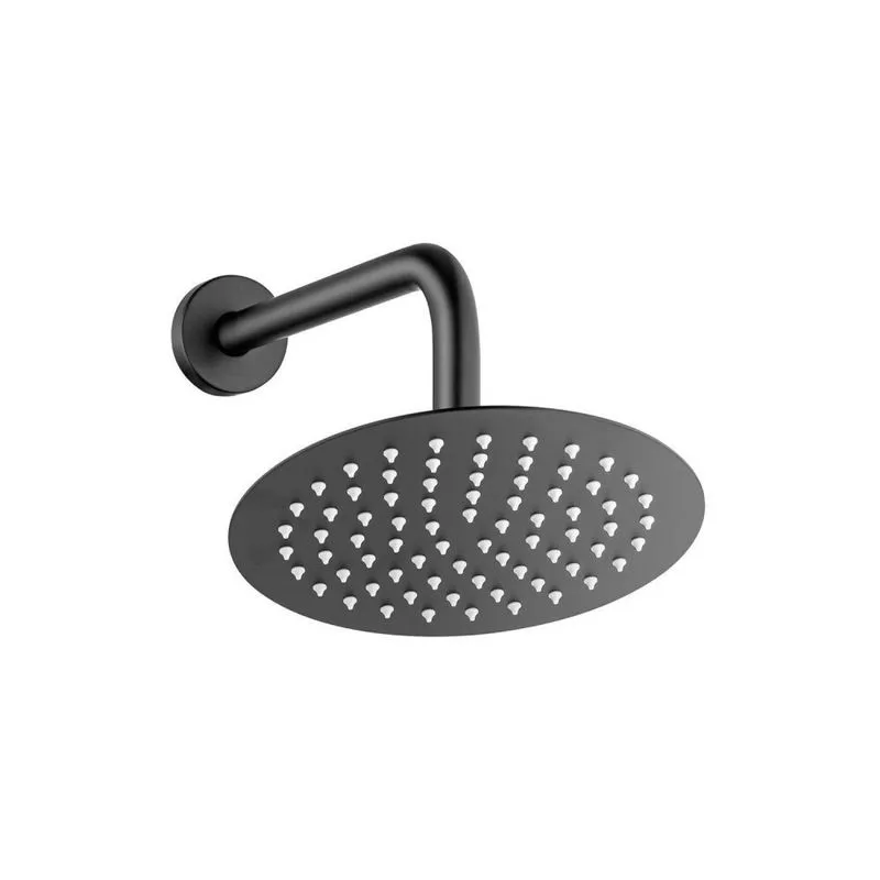 Ducha De Inox Redonda 20 Cm De Parede Preto