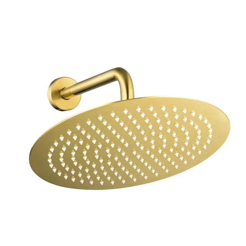 Ducha De Inox Redonda 30 Cm De Parede Fosca Dourada