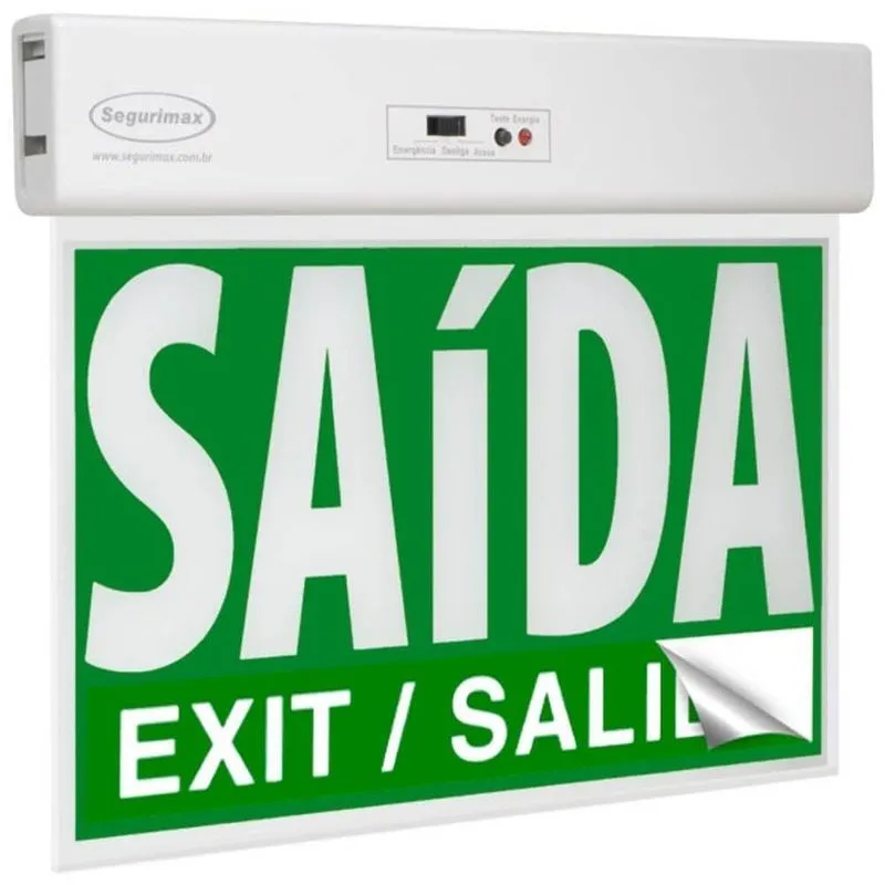 Sinalização De Saída De Emergência Slim Face Única Verde Com Adesivo E Seletor - 31198 - Segurimax