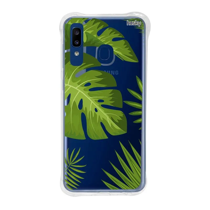 Capa Anti-Impacto Personalizada para Galaxy A20 - Plantas Folhas Grandes - Husky