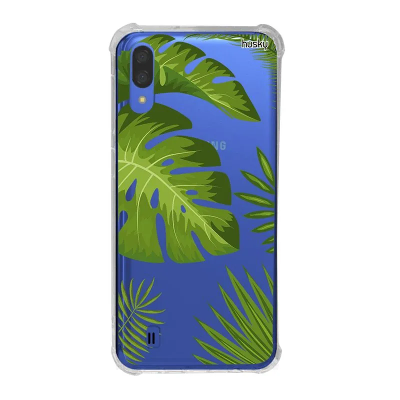 Capa Anti-Impacto Personalizada para Galaxy M10 - Plantas Folhas Grandes - Husky