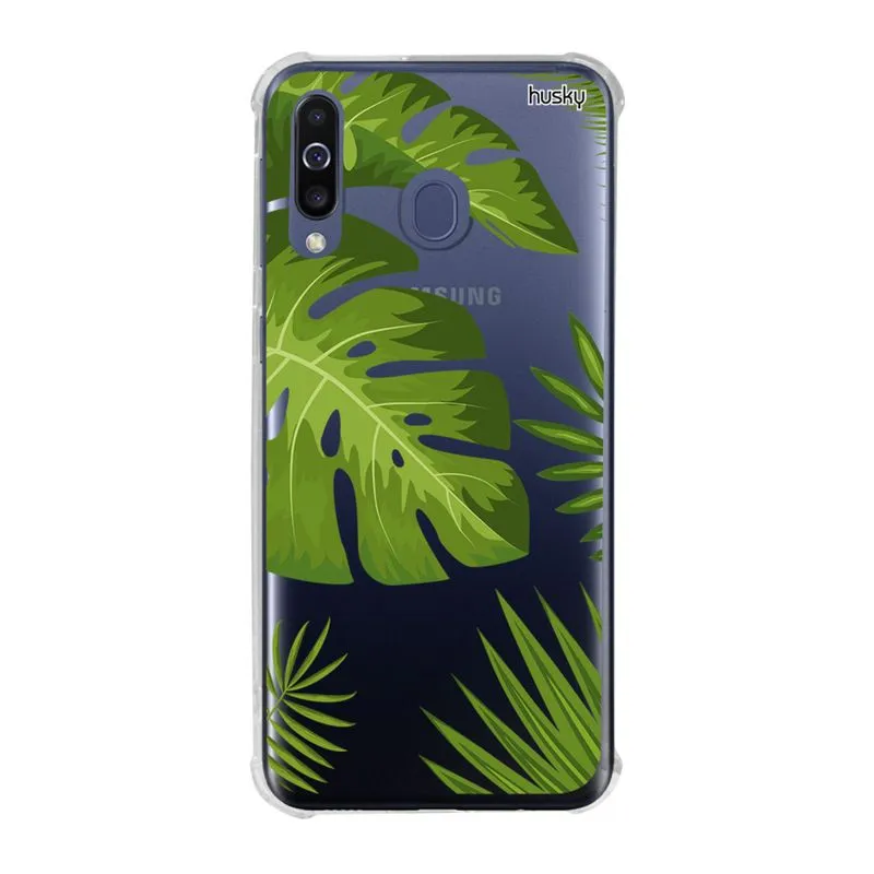 Capa Anti-Impacto Personalizada para Galaxy M30 - Plantas Folhas Grandes - Husky