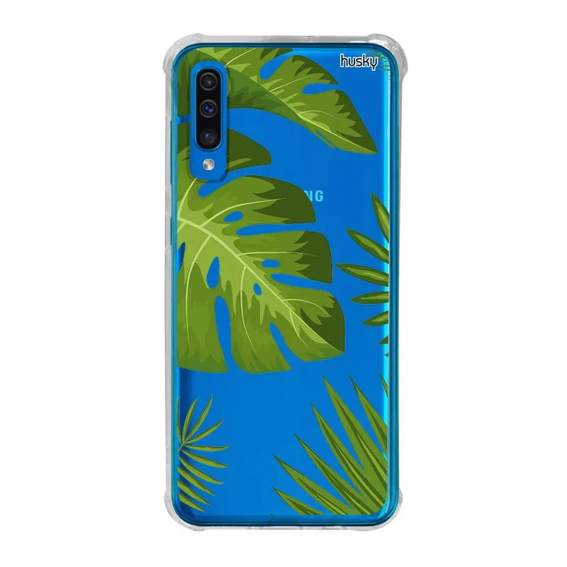 Capa Anti-Impacto Personalizada para Galaxy A50 - Plantas Folhas Grandes - Husky