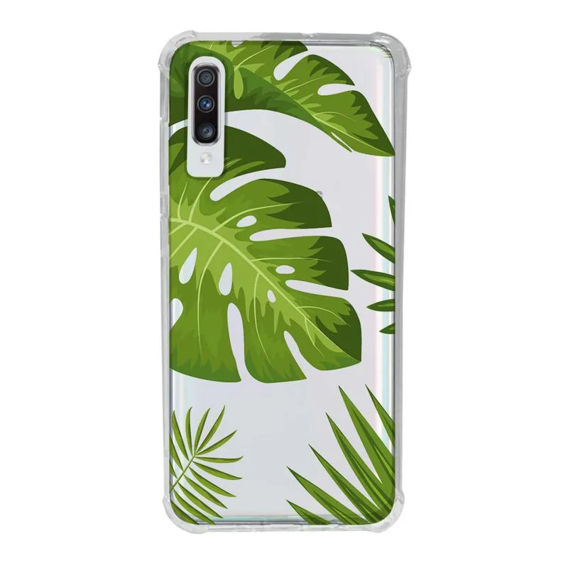 Capa Anti-Impacto Personalizada para Galaxy A70 - Plantas Folhas Grandes - Husky