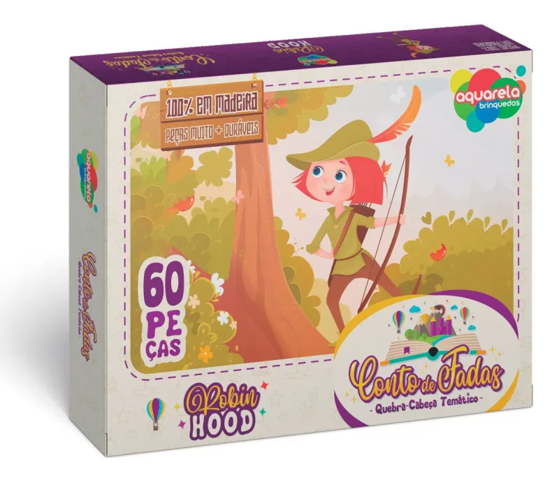 Quebra-Cabeca 60 Pecas Colecao Conto de Fadas - Robin Hood - Livraria Livro Presente