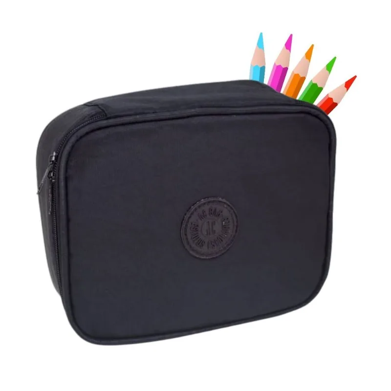 Estojo Box Escolar Grande Preto 36 Espaços Organizador Lápis Caneta Borracha Compasso Apontador Fofo