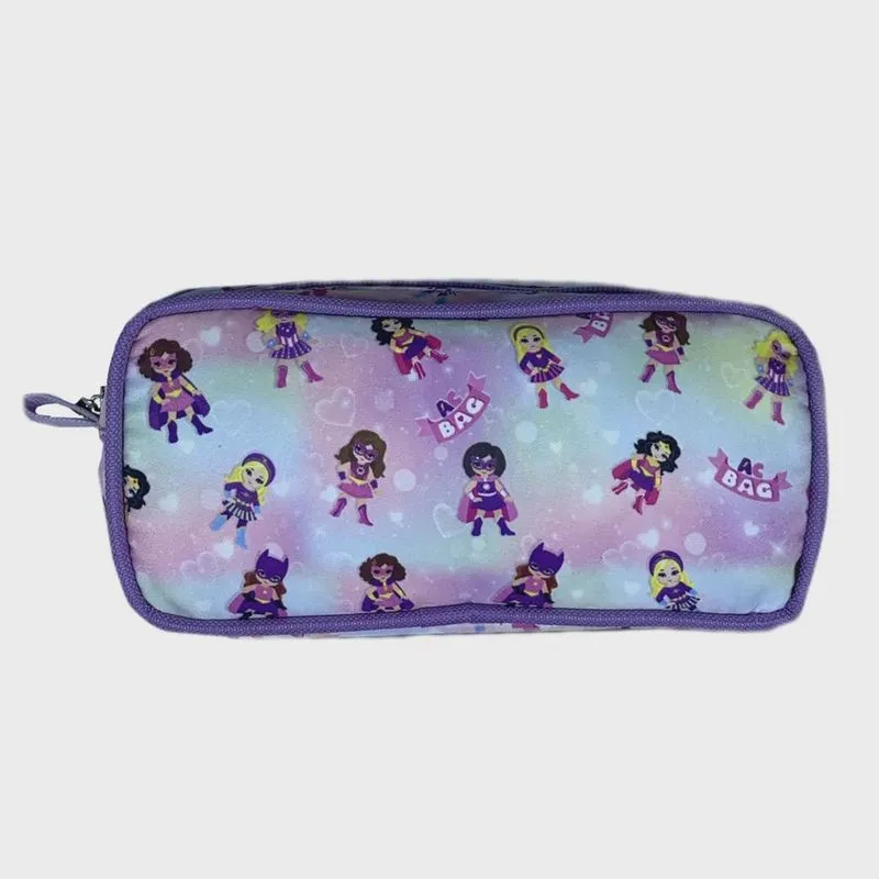 Estojo duplo escolar Heroínas Ac Bag