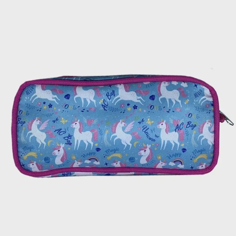 Estojo triplo escolar Unicórnios Ac Bag